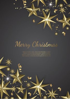 Vektör çizim Noel arka plan christmas altın yıldız kar tanesi ve konfeti altın renkleri. Neşeli Noel, yeni yıl tasarım.