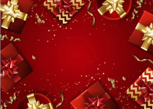 Natale Capodanno Sfondo Con Texture Glitter Oro Biglietto Natale Illustrazione — Vettoriale Stock