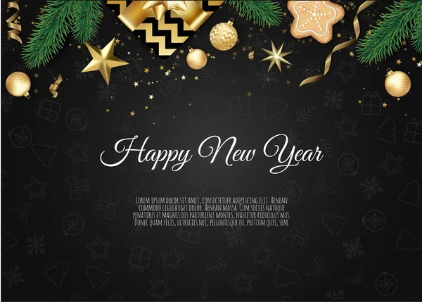 Weihnachten Und Neujahr Hintergrund Mit Gold Glitter Textur Weihnachtskarte Vektorillustration — Stockvektor