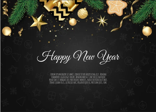 Fondo Navidad Año Nuevo Con Textura Brillo Dorado Tarjeta Navidad — Vector de stock