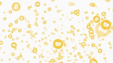 Bitcoin yağmur. animasyon düşen altın paralar.