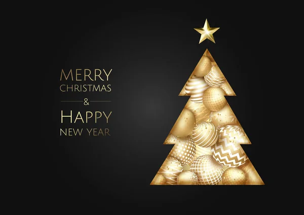 メリー クリスマスと新年あけましておめでとうございます。ベクトル現代テンプレート カード。抽象的な幾何学的なクリスマス ツリー. — ストックベクタ