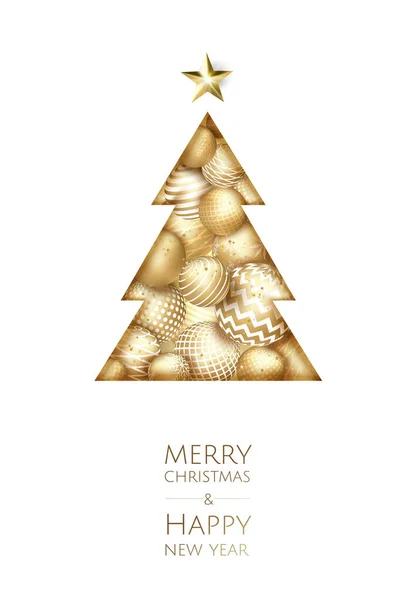 Merry Christmas and Happy New Year. Vector modern template card. Abstract geometric christmas tree. — Stock Vector