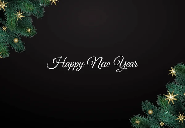 メリークリスマスとハッピーニューイヤー 輝く金の雪の結晶とクリスマスの背景 グリーティングカード ホリデーバナー ウェブポスター — ストックベクタ