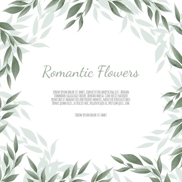 Couronne Florale Aux Feuilles Eucalyptus Vertes Rose Fleurie Anémone Frame — Image vectorielle