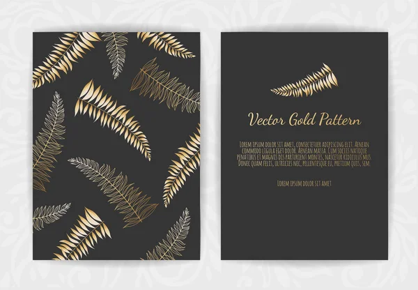 Golden Vector convite com elementos florais. Modelo de ornamento de luxo . — Vetor de Stock