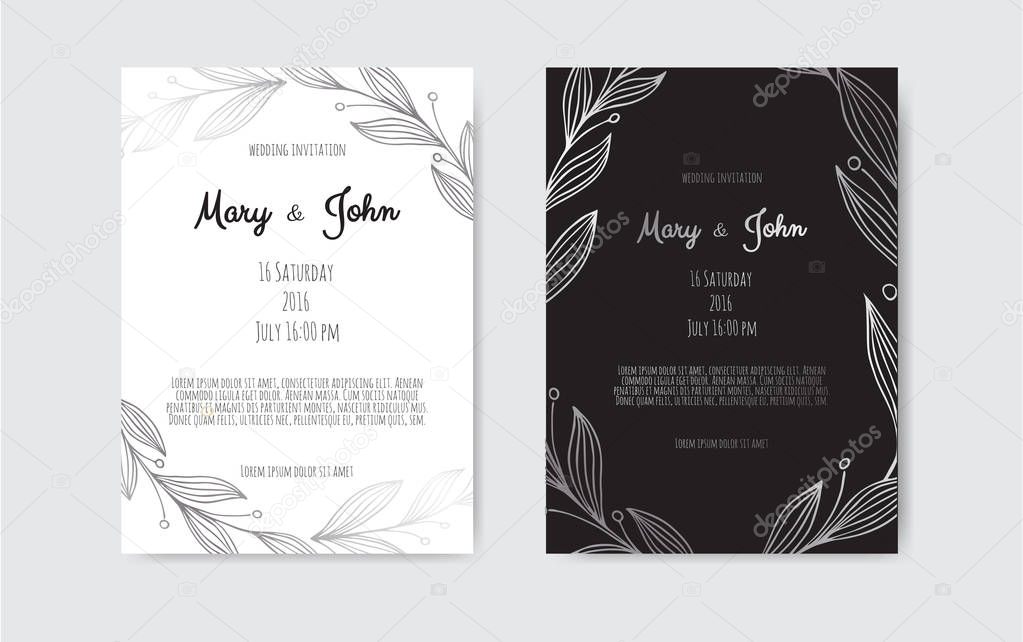 Silver Vector invitation with floral elements. Great for invitation design background , banners, flyers, party posters.