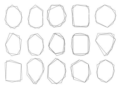 Çokgen çerçeve ayarla. Altın üçgen, geometrik şekiller.