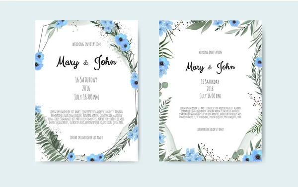 花ローズ、葉と幾何学的なフレームとカードのセット。結婚式髪飾りのコンセプト. — ストックベクタ