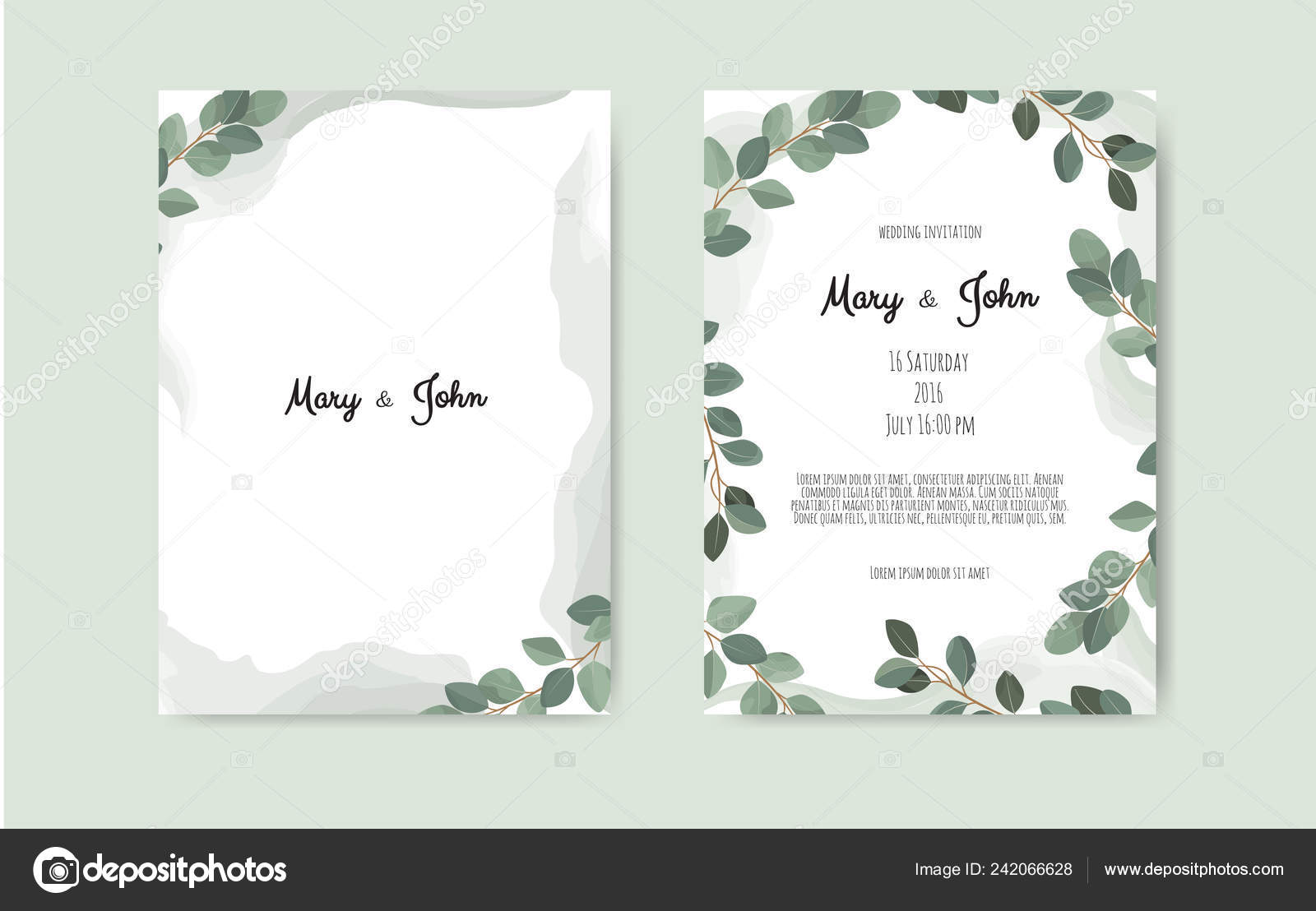 Botanical wedding invitation card template design, white and pink Pertaining To Invitation Cards Templates For Marriage
