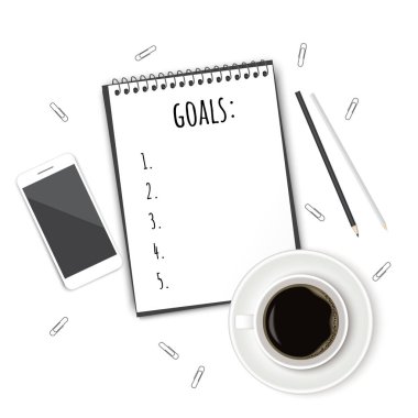 Defter ile beyaz rustik tablo, düz yatıyordu stil gündeminde. Planlama kavramı.