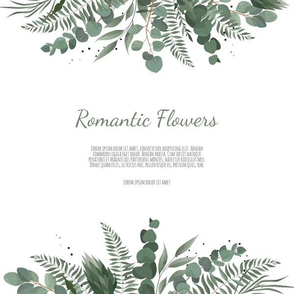 Векторная цветочная ботаническая открытка с листьями — стоковый вектор