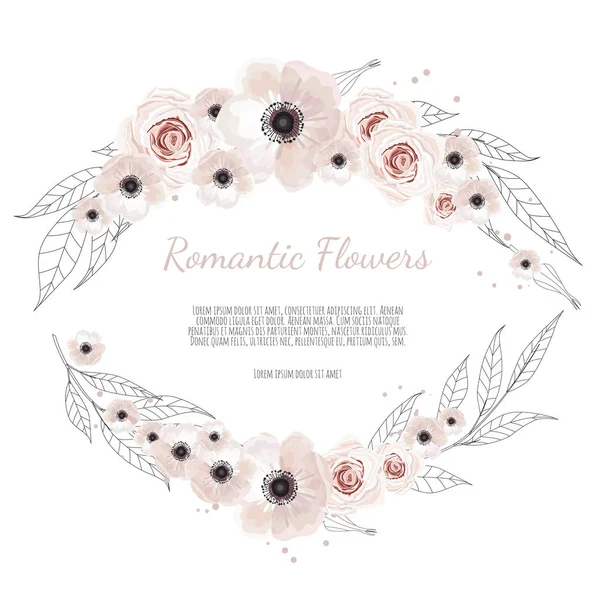 Blumenbanner isoliert auf weißem Hintergrund. Hochzeitseinladung, Poster, speichern Sie das Datum oder Grußdesign. — Stockfoto
