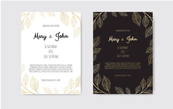 Vector invitation with gold floral elements. Luxury ornament template. greeting card, invitation design background. — Stock Vector