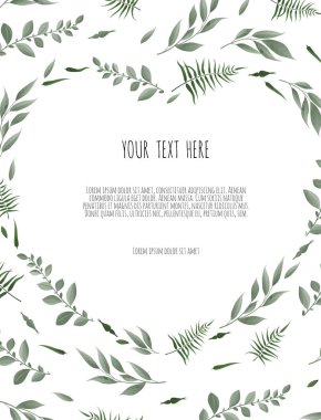 Dalları yapraklı çiçek vektör çerçevesi.