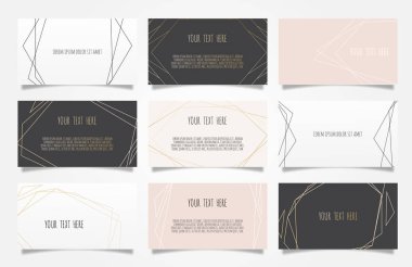 Geometrik çizgileri olan kartvizit seti. Şablon.