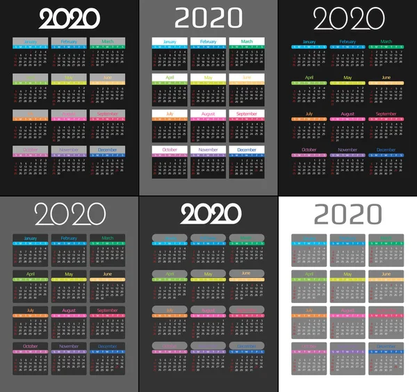 Календарь 2020 и 2021. 12 месяцев. Включить праздник — стоковый вектор