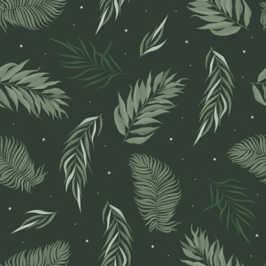 Yapraklı, soyut, pürüzsüz desen. Vektör şablonu