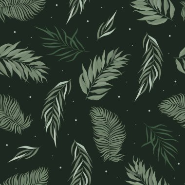 Yapraklı, soyut, pürüzsüz desen. Vektör şablonu