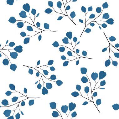 Yapraklı, soyut, pürüzsüz desen. Vektör şablonu.