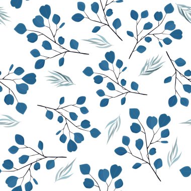 Yapraklı, soyut, pürüzsüz desen. Vektör şablonu.