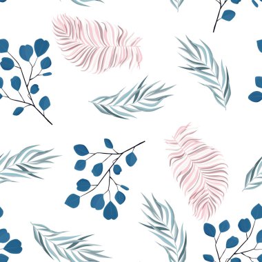 Yapraklı, soyut, pürüzsüz desen. Vektör şablonu.