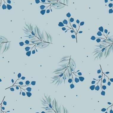 Yapraklı, soyut, pürüzsüz desen. Vektör şablonu.