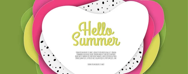 Diseño de banner de venta de verano con frutas de dragón cortadas en papel . — Vector de stock