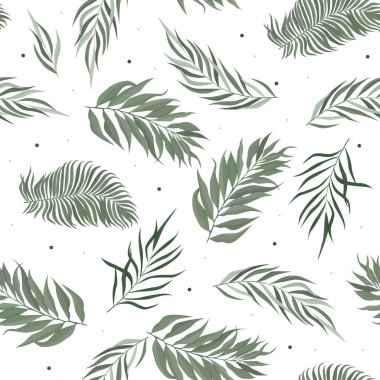 Yapraklı, soyut, pürüzsüz desen. Vektör şablonu.