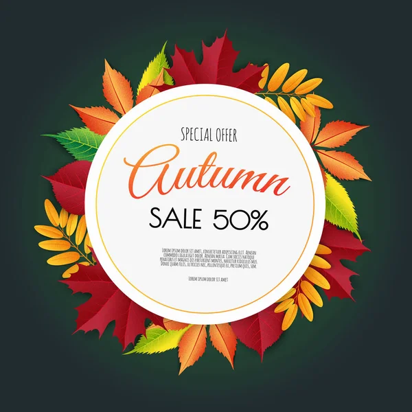Herbstverkauf Hintergrund-Layout dekorieren mit Blättern für den Einkauf Verkauf. Frame Broschüre oder Web-Banner. Vorlage zur Vektorillustration. — Stockvektor