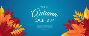 Sonbahar indirimi afişi, sonbahar indirimi posteri, alışveriş promosyonları, baskılar, el ilanları, davetiyeler, özel indirim kartı..