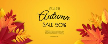 Sonbahar mevsimsel arka plan çerçevesi ve düşen sonbahar yaprakları. Vektör illüstrasyonu