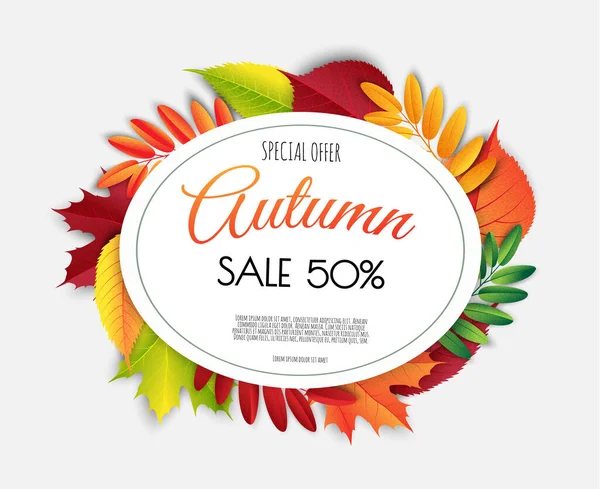 Sonbahar mevsimsel arka plan çerçevesi ve düşen sonbahar yaprakları. Vektör illüstrasyonu