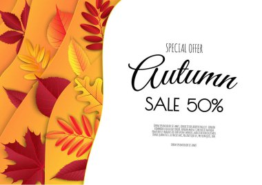 Sonbahar mevsimsel arkaplan çerçevesi düşen sonbahar yaprakları ve metin için yer. Vektör illüstrasyonu