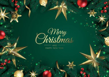 Mutlu noel arkaplanı ve noel unsuru. Vektör illüstrasyonu