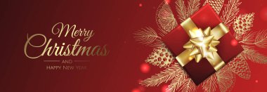 Mutlu Noeller ve mutlu yıllar. Kar taneleri, hediye ve balolarla dolu Xmas geçmişi. Tebrik kartı, bayram afişi, web posteri