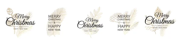Καλά Χριστούγεννα και ευτυχισμένο το νέο έτος αφηρημένα σημάδια, ετικέτες ή πρότυπα λογότυπο που. — Διανυσματικό Αρχείο