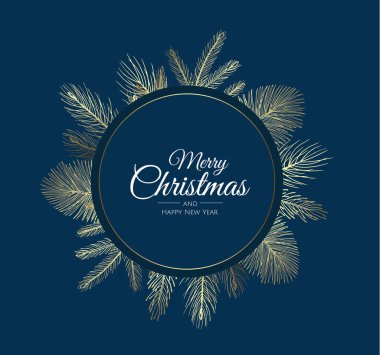 Noel tebrik kartı ve yeni yıl ağacı. Vektör tatil illüstrasyonu.