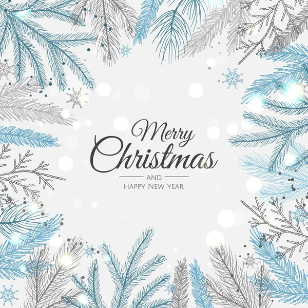 Feliz Navidad tarjeta de felicitación con árbol de año nuevo. Ilustración vectorial vacaciones. — Archivo Imágenes Vectoriales