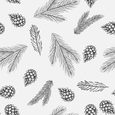 Noel Ağacı Dekorasyonları, Çam Dalları el çizimi sanat tasarımı çizimi çizimi çizimi çizimleri.