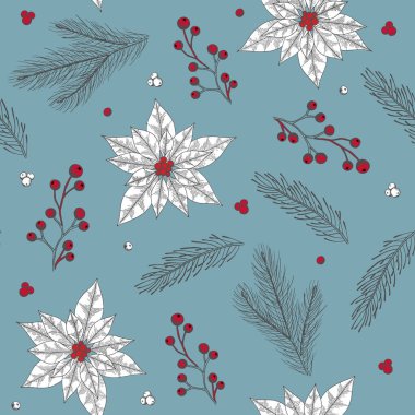 Noel Ağacı Dekorasyonları ile kusursuz desen el çizimi sanat tasarımı çizimi vektör çizimi.