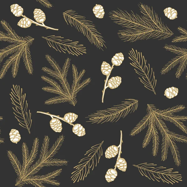 Απρόσκοπτη μοτίβο με χριστουγεννιάτικο δέντρο Διακόσμηση χέρι σχέδιο τέχνης διανυσματική απεικόνιση. — Διανυσματικό Αρχείο