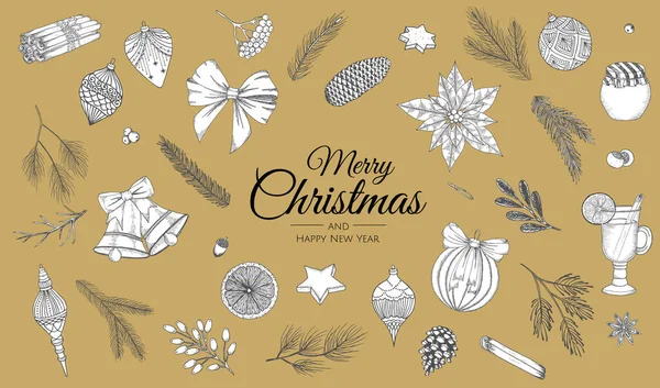 Χειροποίητα χριστουγεννιάτικα στολίδια. Πρότυπο για ευχετήριες κάρτες, προσκλήσεις, αφίσες, φυλλάδια. — Διανυσματικό Αρχείο