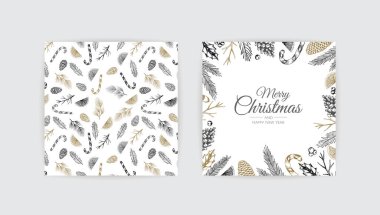 Mutlu noel arkaplanı ve noel unsuru. Vektör illüstrasyonu