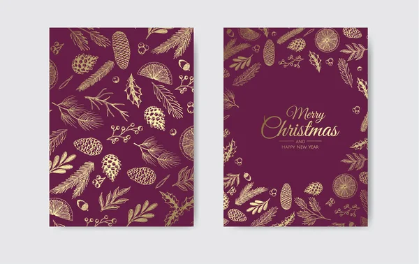 Vector Christmas Cards Set. Holiday Party Card Templates Design — Stock Vector