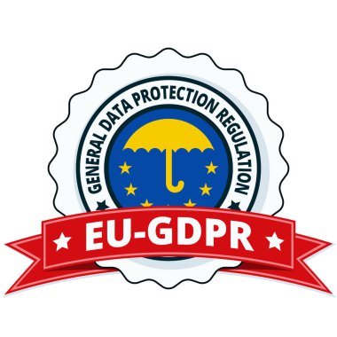 vektör çizim tasarım genel veri koruma Yönetmeliği metin ve kırmızı kurdele ile AB-Gdpr düz etiketin