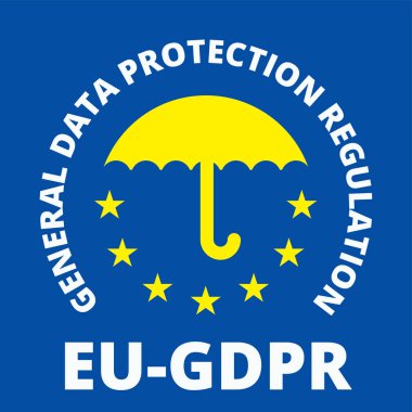 genel veri koruma yönetmeliği işareti metin ve şemsiye ile AB-Gdpr düz etiket tasarımını illüstrasyon vektör 