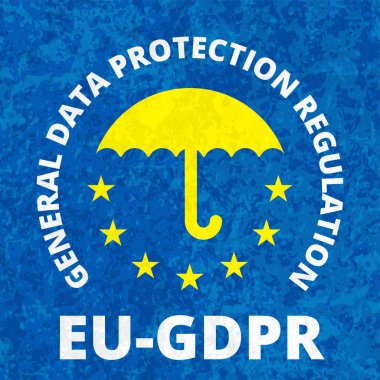 genel veri koruma yönetmeliği işareti metin ve şemsiye ile AB-Gdpr düz etiket tasarımını illüstrasyon vektör 