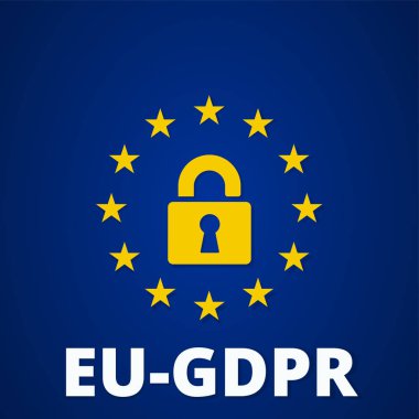 genel veri koruma yönetmeliği metin ile AB-Gdpr düz etiket tasarımını illüstrasyon vektör ve işareti asma kilit 
