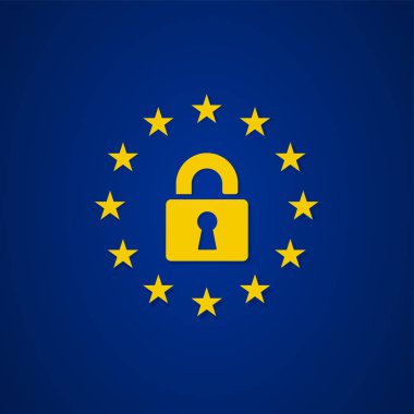 asma kilit AB bayrağı yıldız ile vektör çizim için genel veri koruma yönetmeliği, Gdpr kavramı
